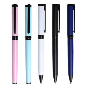 TTX заводская цена может быть настроена логотип Изысканный Роскошный подарок розовый черный 0,7 мм Простая пружинная металлическая шариковая ручка