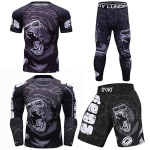 Stampa a sublimazione completa all'ingrosso jiu jitsu mma rash guards pantaloncini da <span class=keywords><strong>boxe</strong></span> Bjj personalizzati pantaloni a compressione maglietta rash guard - Product Image 1