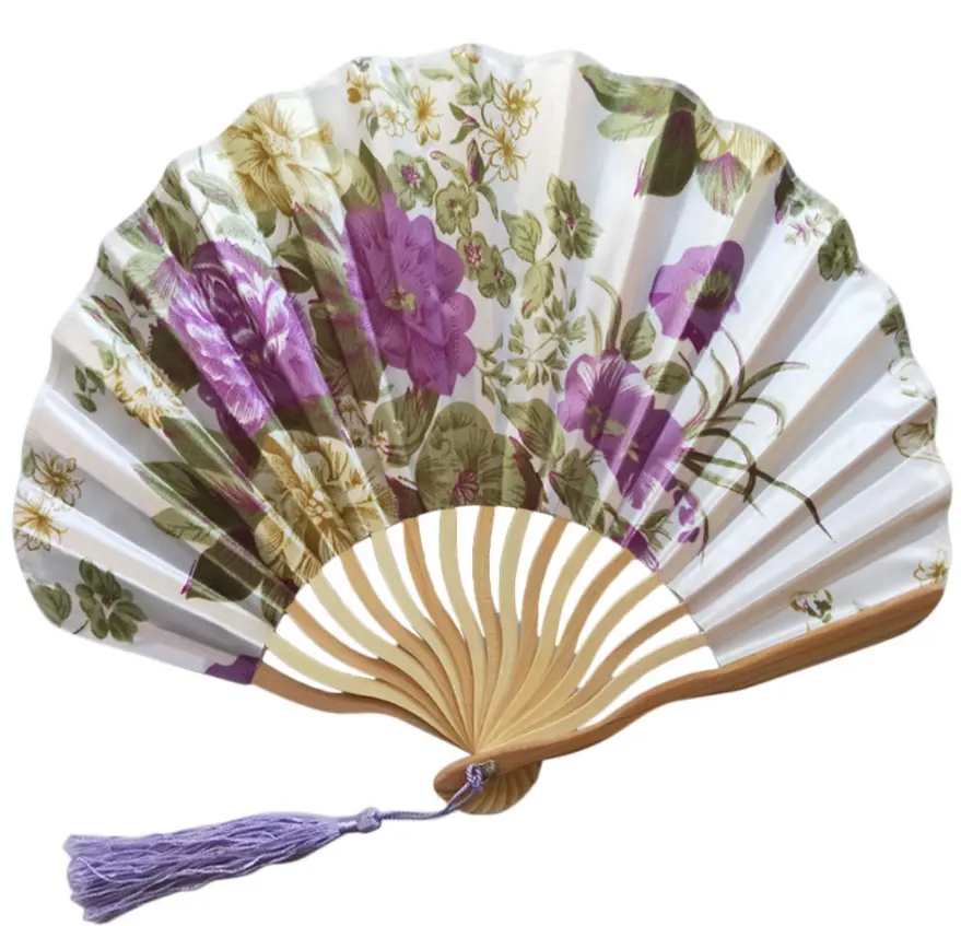 22*29 см белый ткань seashell в форме с цветным цветком бамбука руки вентилятор Свадебная вечеринка продвижение пользу