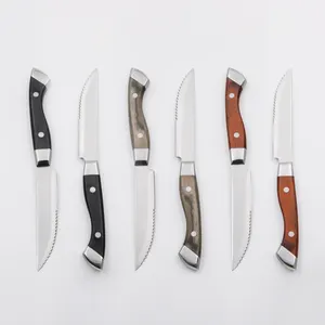 Jumbo bít tết dao thép không gỉ với gỗ pakka cổ điển 5 inch Kim loại bền vững dao nhà bếp & phụ kiện butcher dao