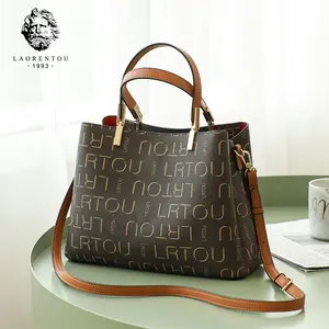 LAORENTOU Women PVC Messenger Bag Office Handbag Fashion LRT Logo Top Handle Totes Leather Bag For Women Shopping