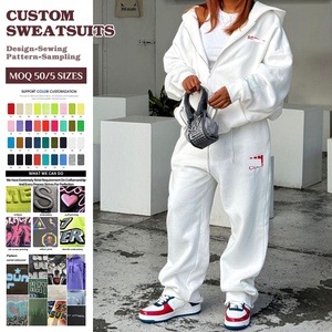 I produttori di abbigliamento da donna 2 pezzi completi Set Lounge Set Set di felpa con cappuccio e pantaloni della tuta in spugna francese personalizzati - Product Image 1