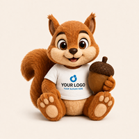 Peluche Mascotte Écureuil Personnalisée, Écureuil Doux Tenant un Amande, avec Logo Personnalisé, Fournisseur OEM pour Vêtements