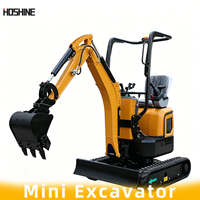 Miniexcavadora compacta con cabina de operador, excavadora de orugas pequeña con brazos de cilindro para trabajos de paisajismo