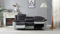 Ensemble de canapés inclinables électriques manuels au design Chesterfield moderne avec télécommande pour salon, 3 pièces, en tissu flanelle, avec rangement