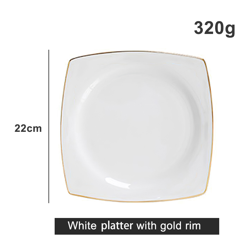 8.5inch white Gold Rim platter plate