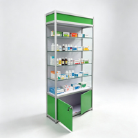 Vitrine haute en verre pour pharmacie, présentoir de pharmacie avec armoire de rangement verrouillable et éclairage