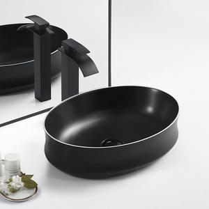 อ่างล้างหน้าเซรามิกขอบสีดำและสีขาวดีไซน์ทันสมัยเรียบง่ายอ่างล้างจานสำหรับห้องน้ำสำหรับใช้ในบ้านหรือโรงแรม - Product Image 5