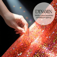 Tissu en maille holographique irisé à paillettes 3D brillantes, tulle brodé en polyester/métallique pour sacs de garçons, 150 GSM, moyen