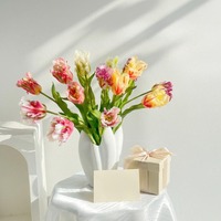 Bouquet de 3 tulipes artificielles effet naturel, fleurs en caoutchouc souple pour décoration de maison et de mariage