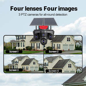 Caméra de sécurité sans fil 4G SIM, 20MP, enregistrement 24h, alimentation solaire, quatre objectifs, quatre écrans, vision nocturne couleur, IP66 - Product Image 2