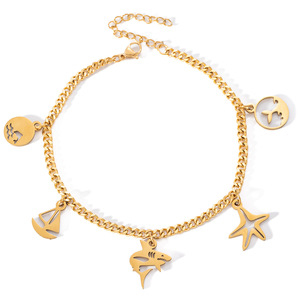 Tobillera de moda para mujer, con dijes de concha y estrella de mar dorados, joyería de playa, adorno para el pie - Product Image 5