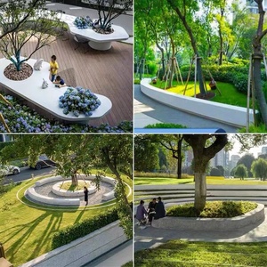 ม้านั่งยาวสำหรับสวนกลางแจ้ง ทำจากไฟเบอร์กลาส GRC สำหรับวางต้นไม้  พร้อมที่นั่งริมสระน้ำ  วัสดุ UHPC เทอร์ราซโซ่ คอนกรีต เทโกสโตน  รับสั่งทำตามแบบ ผลิตในกวางตุ้ง - Product Image 6