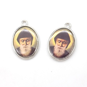 Ciondoli Religiosi Cristiani Placcati Argento per Bambini, <span class=keywords><strong>San</strong></span> Charbel, per Lavoretti Fai-da-Te, Regalo per Battesimo - Product Image 1