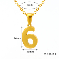 Elegante Collar con Colgante de Número Angelical de la 0 a la 9 para Mujer, Chapado en Oro de 18K con PVD Antideslustre, Acero Inoxidable 316L