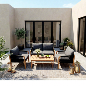 Conjunto de Sofá de Madera de Acacia Contemporáneo (4 Piezas), Plegable, Ecológico, para Jardín, Villa, Hotel, Muebles de Madera de Teca, Venta al Por Mayor - Product Image 1