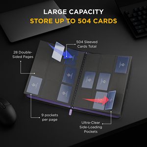 Classeur de qualité supérieure à 9 poches avec fermeture à glissière pour 504 cartes Pochettes à chargement latéral pour les jeux de cartes à collectionner TCG <span class=keywords><strong>Exo</strong></span>-Tec Album Material - Product Image 2