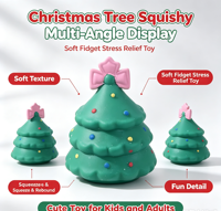 Jouet Squishy Père Noël, Base Arbre de Noël, Poupée Souple à Remontée Lente, Jouet Sensoriel Anti-Stress à Presser, Cadeau
