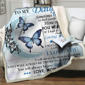 Coperta in Morbido Pile Caldo, Regalo di Gratitudine e Amicizia, Coperta di Recupero con Stampa di Farfalle in Flanella per Mia Figlia - Product Image 1