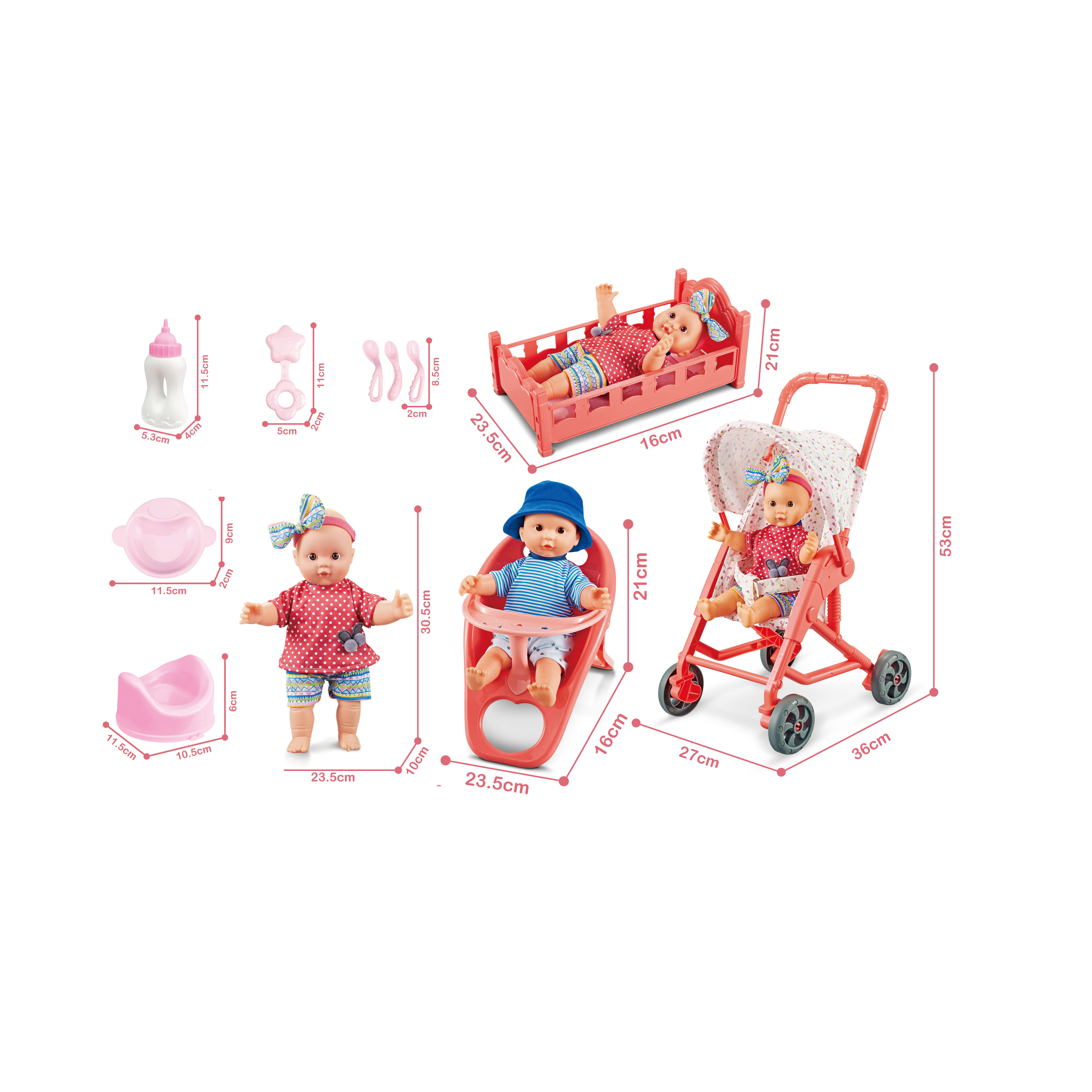 Детские игрушки силиконовые куклы 12 дюймов хлопок средства ухода за кожей, эмаль, кукла детская коляска кровать обеденный стул набор
