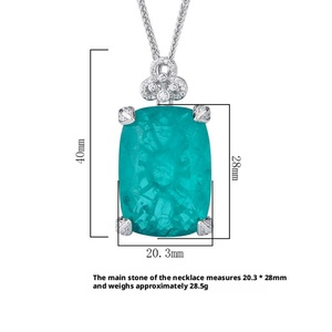 High Quality Eco-friendly Copper Silver Plated Jewelry Elegant 20*<b>28mm</b> Large Stone Imitation Emerald Pendant Necklace for Women - Product Image 6