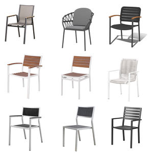 Meubles de jardin d'extérieur, chaises de patio en aluminium, chaises de salle à manger modernes pour la maison, tout temps, avec accoudoirs, pour hôtel, restaurant - Product Image 2