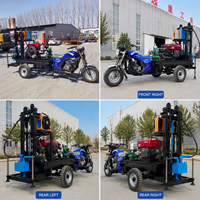 Mini-foreuse hydraulique montée sur moto, profondeur de forage 200m, machine de forage de puits d'eau diesel