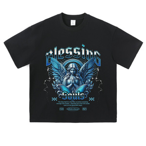 T-shirt en coton grande taille imprimé à manches courtes respirant tendance style usé motif floral ample streetwear style américain - Product Image 3