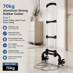 Aluminum Folding Hand Cart <b>Portable</b> Utility <b>Trolley</b> 70kg Max Load Rubber Caster for Shopping Storage Moving - Product Image 1