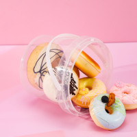 Bocaux en plastique de 1kg avec couvercle inviolable pour aliments, desserts, jus, bocaux en plastique transparent avec poignée