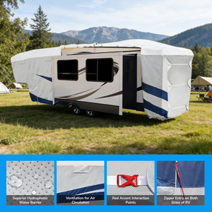 <span class=keywords><strong>Housse</strong></span> de camping-car Bestway Custom à <span class=keywords><strong>4</strong></span> couches et 5 roues pour caravanes et camping-cars, protection UV, tissu non tissé durable, utilisation quatre <span class=keywords><strong>saisons</strong></span> - Product Image 2