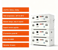 Batterie de stockage solaire LiFePO4 20 kWh avec communication CAN, système empilable pour réseau hybride, 8000 cycles, garantie 10 ans