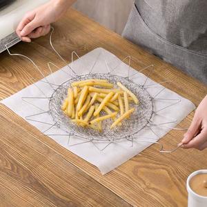 Cesta plegable de acero inoxidable 304 para freír, herramienta de cocina de chef francés con función de vaporización, enjuague y colado para escurrir papas fritas - Product Image 3