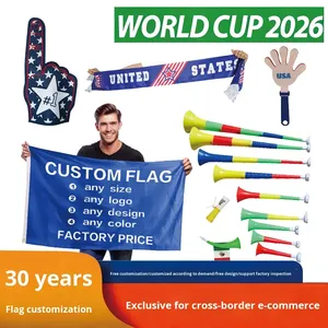 Marchandises en gros pour l'événement de la Coupe du Monde 2026 - Drapeaux en polyester imprimés numériquement (USA, Mexique, Canada), accessoires de supporter et fournitures décoratives - Product Image 2