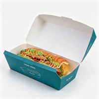 Boîte à hot-dogs en papier kraft imprimée sur mesure pour les restaurants de rue, emballage résistant à la graisse pour les corn-dogs à emporter