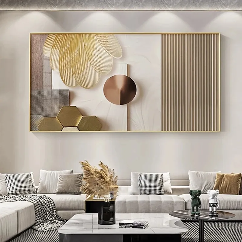 Luxury Modern Minimalist Abstract Gold Poster Prints Nordic Decor Wall Art Crystal Porcelain Painting for Living Room Decor