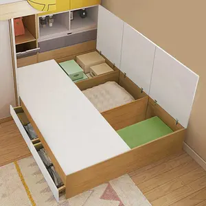 Litera de madera con caja de escalera para niños, mueble de dormitorio infantil con almacenamiento de escritorio