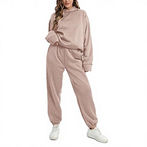 Customized <b>Womens</b> Winter Tracksuit High Quality <b>Fleece</b> Sweat Suit Hooded <b>Jogger</b> Set Fashion Casual Sport Wear Training - Product Image 4