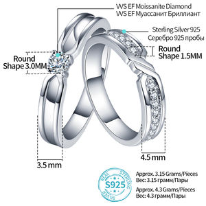 Vente directe d'usine, bague de fiançailles unique en moissanite à double bande en <span class=keywords><strong>argent</strong></span> sterling <span class=keywords><strong>925</strong></span> - Product Image 6