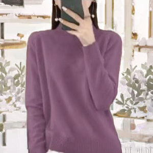 เสื้อถักไหมพรมขนแกะแท้กันยับของผู้หญิงผ้ากำมะหยี่นุ่มพิเศษคอเสื้อแบบเกาหลี100% หรูฤดูใบไม้ร่วงฤดูหนาว - Product Image 3