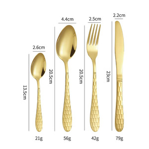 24pcs Thiết kế cổ điển Thép không gỉ thiết lập dao kéo 24pcs Flatware dao dĩa thìa vàng bạc cho đám cưới - Product Image 2