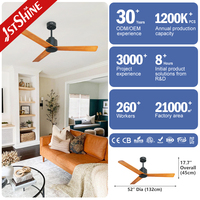 Ventilador de Techo 1stshine de 52 Pulgadas, 220v, 6 Velocidades, Control Remoto, Ventilador de Techo Nórdico de Madera con Motor DC