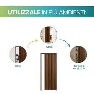 Puerta plegable moderna de PVC de 215x84 cm, 3 cm de grosor, sin cerradura ni cierre magnético, puerta bi-plegable - Product Image 4