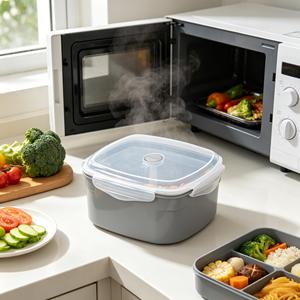 Voedselveilige PP plastic stoombox voor de magnetron, met stoomventieldeksel ter voorkoming van brandwonden en morsen, voor dagelijks gebruik - Product Image 4