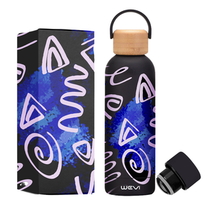 Bouteille d'eau isotherme YEWAYOGA en acier inoxydable 304 avec couvercle en bambou, gourde isotherme portable avec logo personnalisé pour les sports de plein air et les voyages - Product Image 1