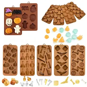 Cakeleveranciers Halloween Bakkerijgereedschap Chocoladevorm Siliconen Lolly Biscuit Jelly Mold