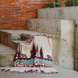 Accepter le motif de couvre-lit en tricot 100% coton personnalisé Couverture tricotée ours forestier pour canapé SEX - Product Image 4