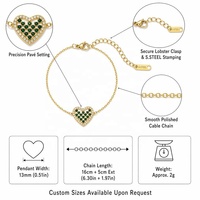 Nouveau Bracelet Cœur Tendance en Acier Inoxydable Plaqué Or 18K avec Zircon Vert, Chaîne Câble Ajustable, Cadeau d'Amour pour Fête