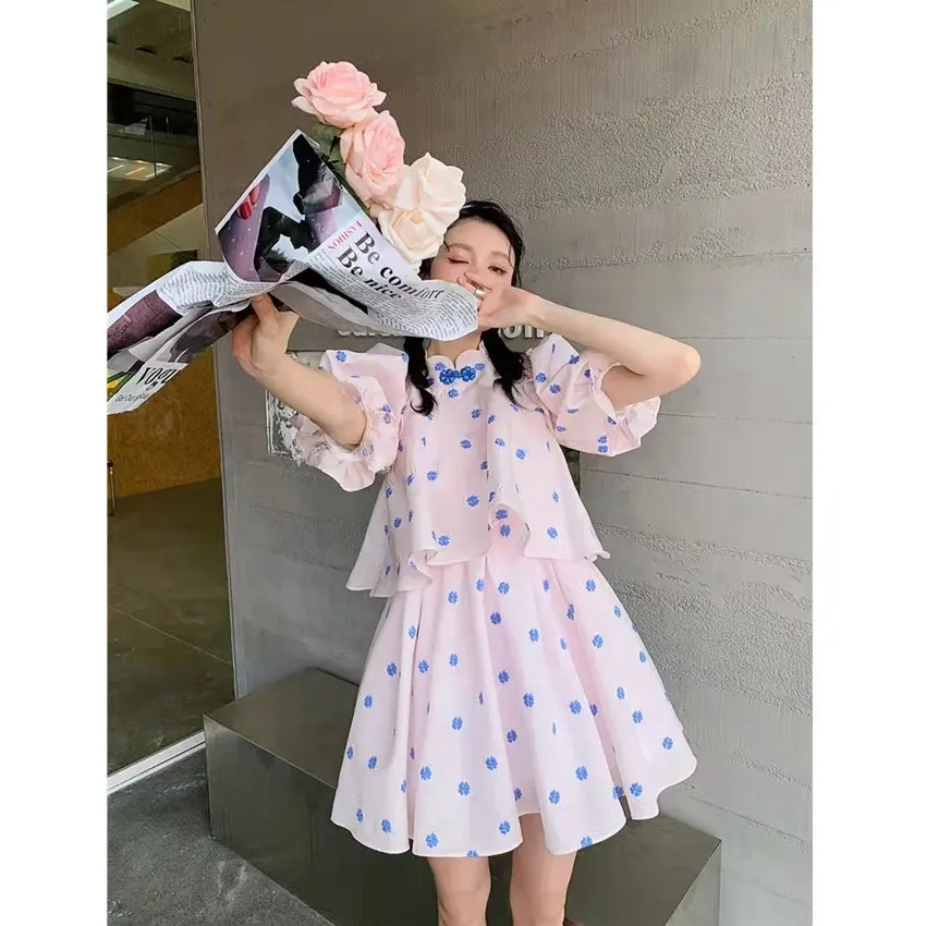 71gsm 여름 멋진 소녀의 치마 패브릭 꽃 브로케이드 드레스 패브릭