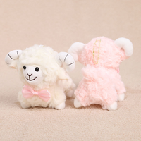 Porte-clés en peluche agneau mignon avec nœud papillon, personnalisable avec logo OEM, peluche douce, mascotte du zodiaque, jouet animal en peluche pour cadeau, vente en gros